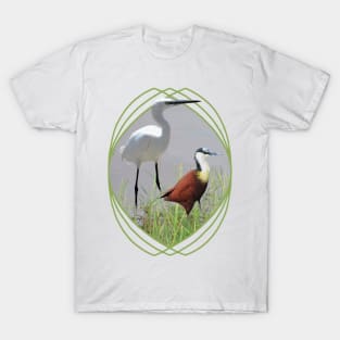 Little Egret and African Jacana are Birds in Kenya / Africa T-Shirt